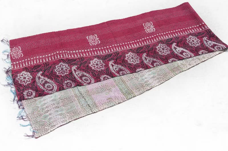 刺繡絲巾/絲綢刺繡圍巾/手縫紗麗線絲巾/印度絲綢刺繡圍巾-粉紅花