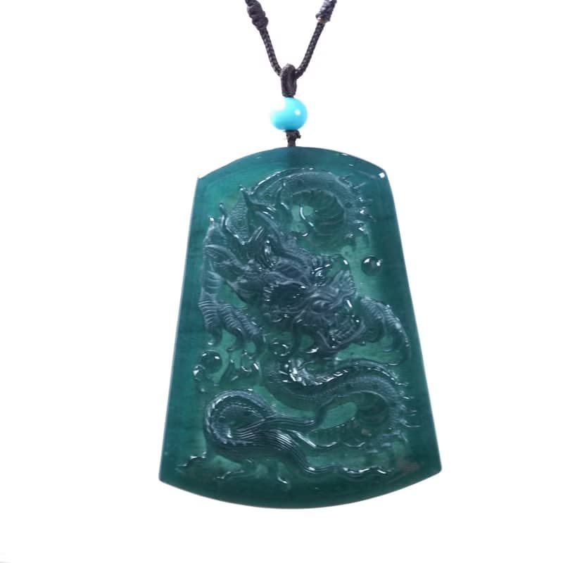 冰種藍水翡翠精雕霸王龍牌項鍊 | 天然翡翠A貨 | 送禮