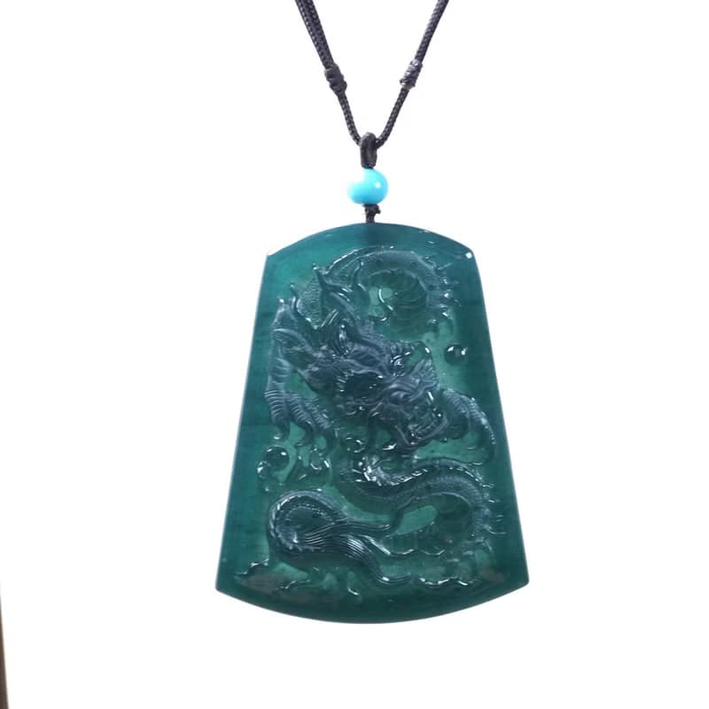 冰種藍水翡翠精雕霸王龍牌項鍊 | 天然翡翠A貨 | 送禮