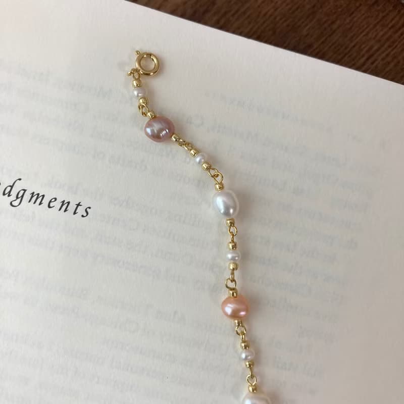 14K包金 不規則彩色珍珠手鍊 手環 項鍊 14KGF