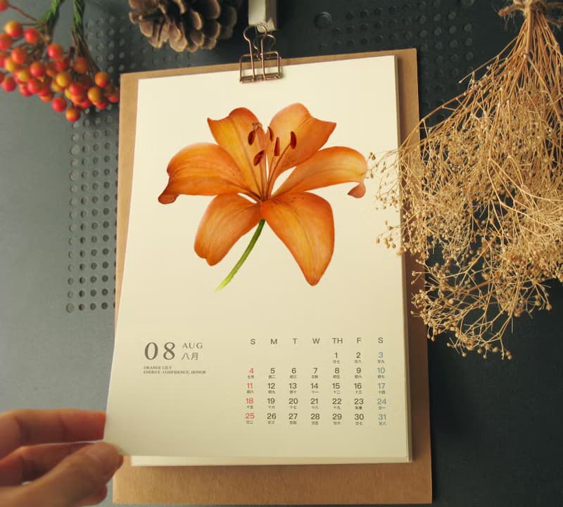 花語  2025桌曆 手繪花朵插畫 台灣香港假期 聖誕交換禮物 17