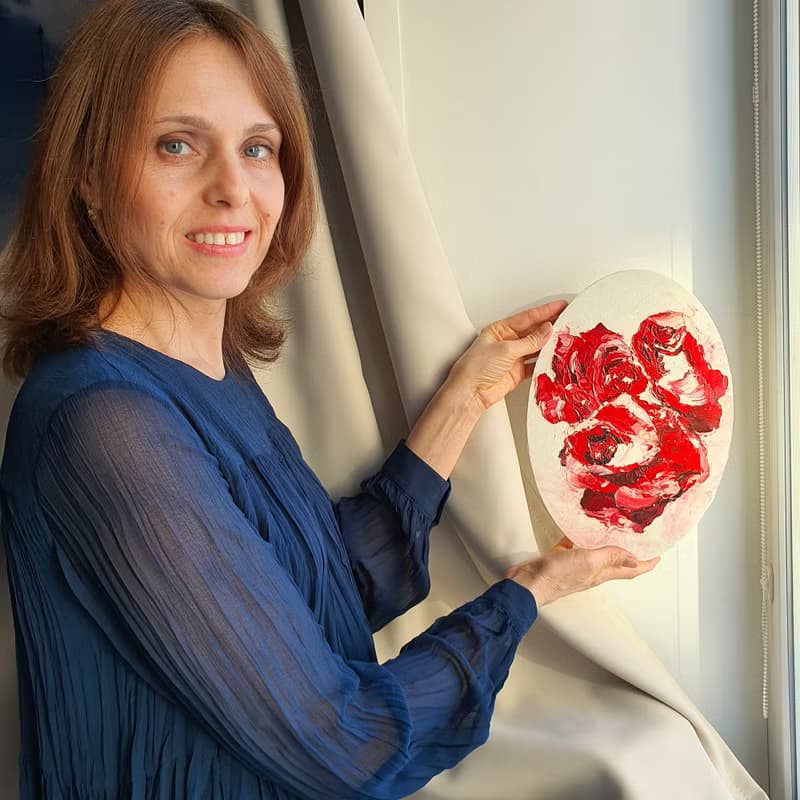 Roses Painting Floral Original Art Birth Flower Artwork Botanical Bouquet Wall