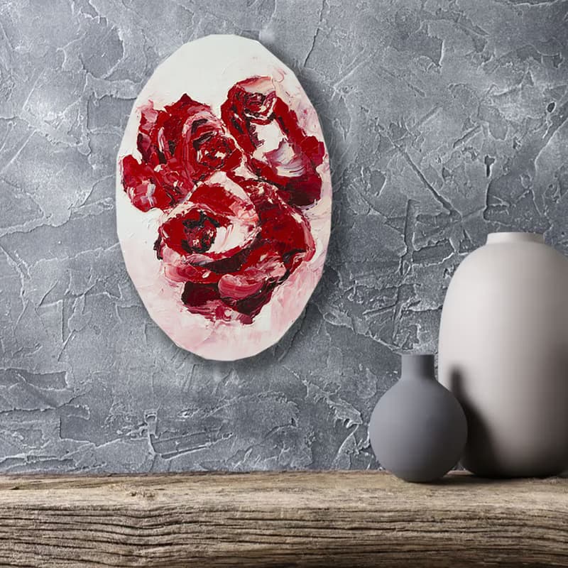 Roses Painting Floral Original Art Birth Flower Artwork Botanical Bouquet Wall