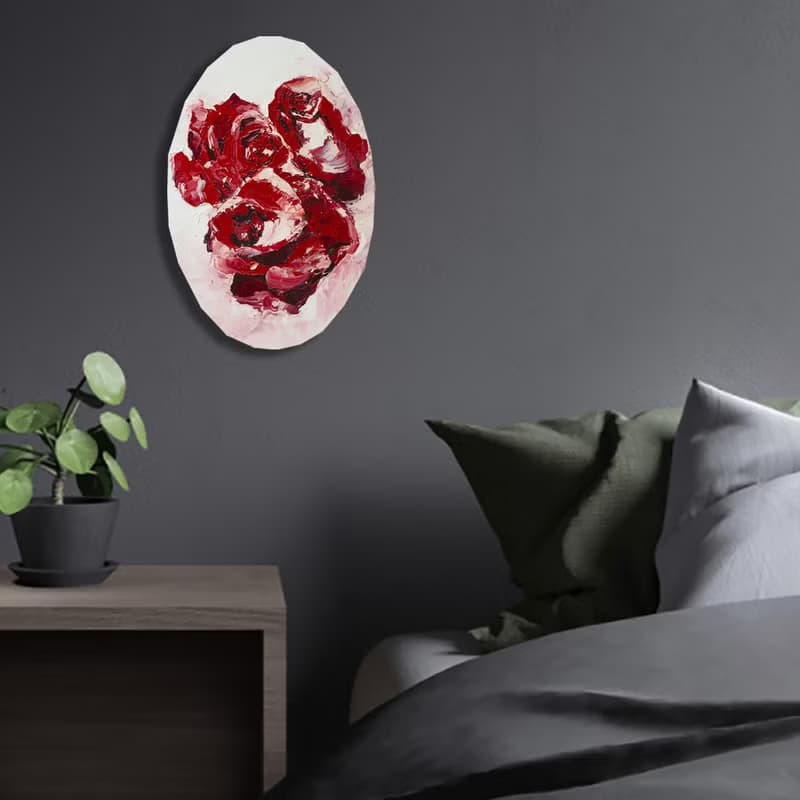 Roses Painting Floral Original Art Birth Flower Artwork Botanical Bouquet Wall