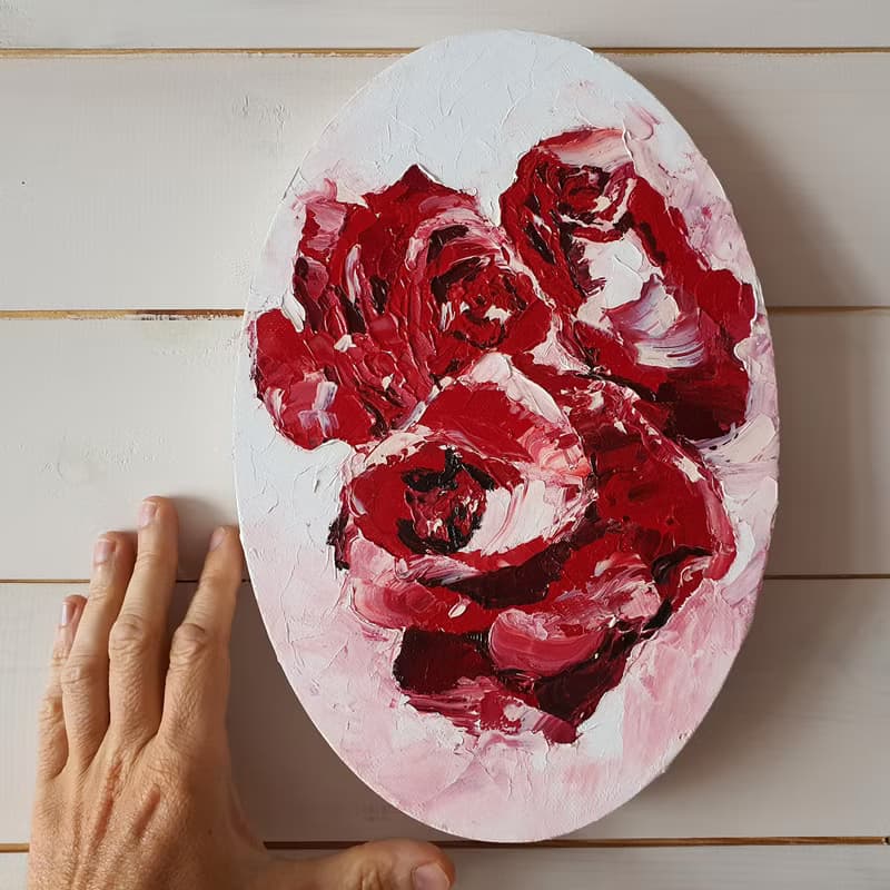 Roses Painting Floral Original Art Birth Flower Artwork Botanical Bouquet Wall