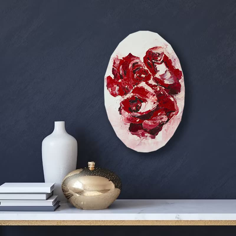 Roses Painting Floral Original Art Birth Flower Artwork Botanical Bouquet Wall