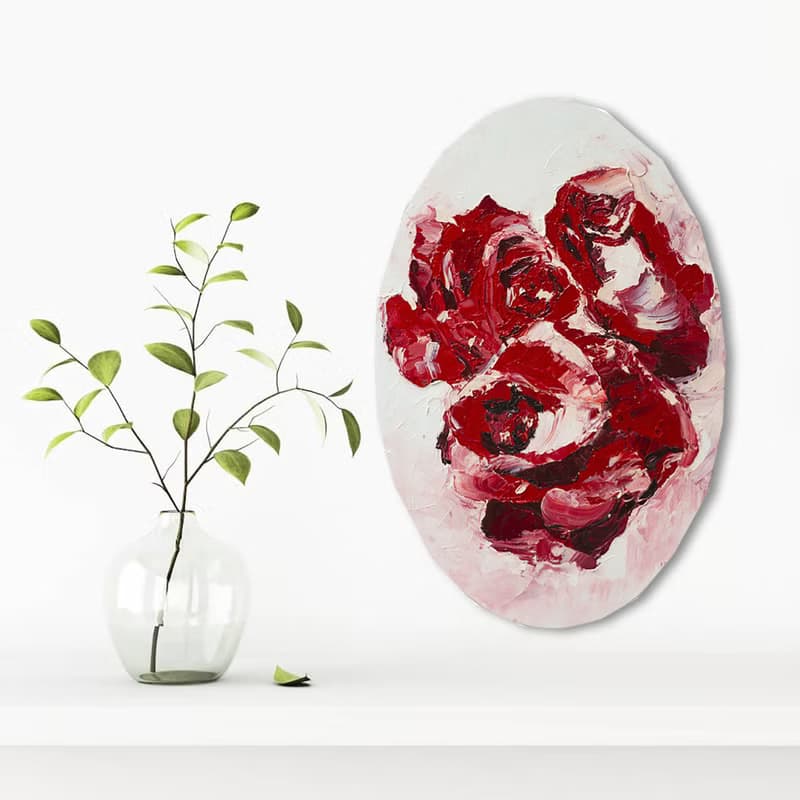 Roses Painting Floral Original Art Birth Flower Artwork Botanical Bouquet Wall