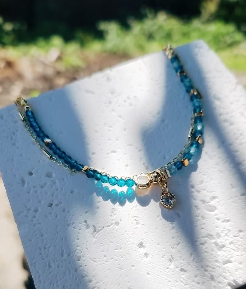 瑠岸明月【藍】-藍磷灰 藍尖晶 單雙設計半寶石手鍊