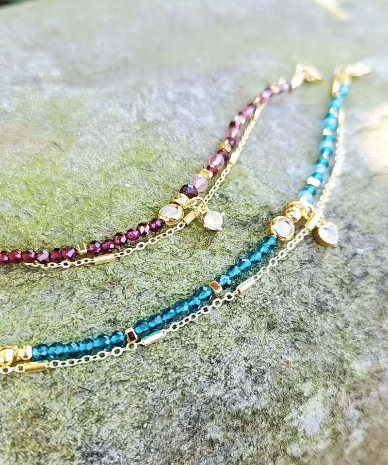 瑠岸明月【藍】-藍磷灰 藍尖晶 單雙設計半寶石手鍊