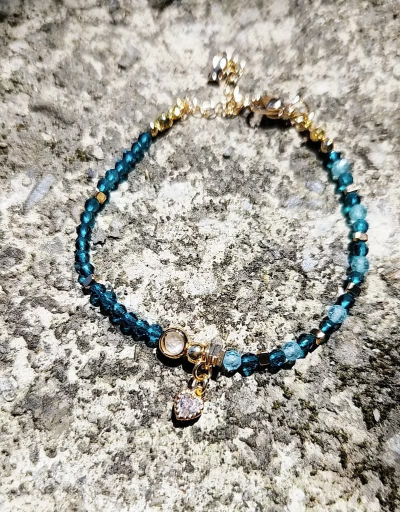 瑠岸明月【藍】-藍磷灰 藍尖晶 單雙設計半寶石手鍊