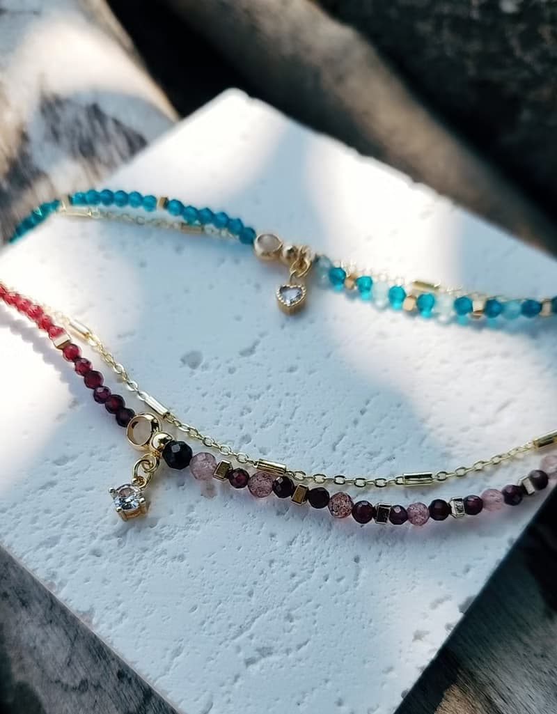 瑠岸明月【藍】-藍磷灰 藍尖晶 單雙設計半寶石手鍊