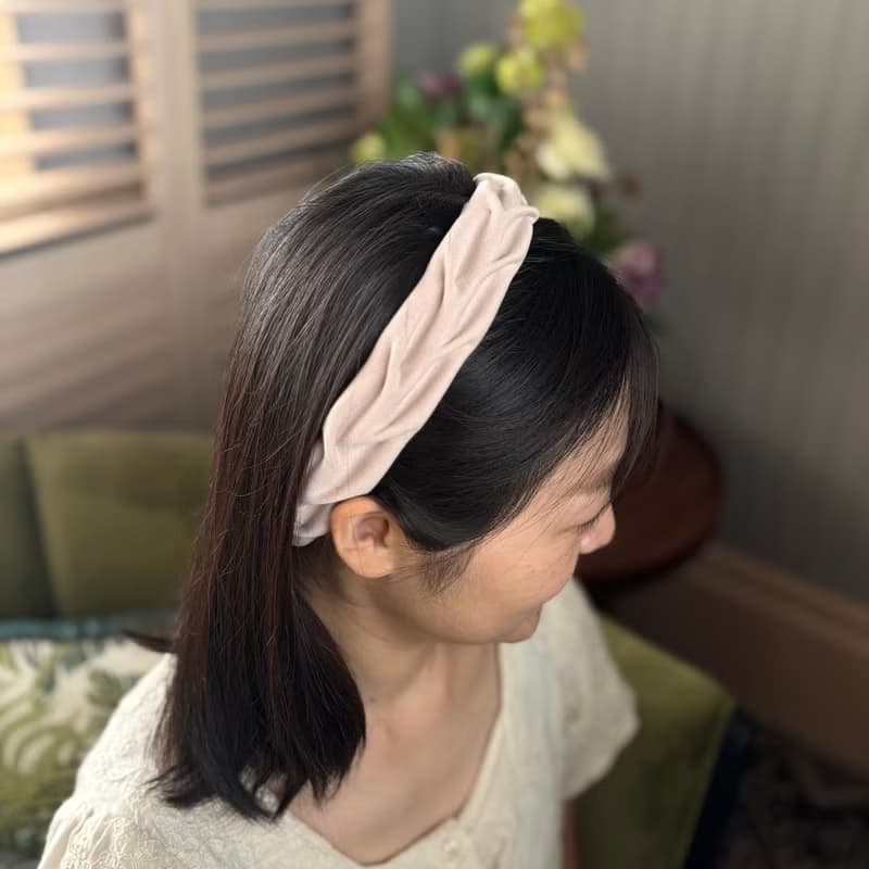 髮帶/淺粉葉子造型  手作 髮飾