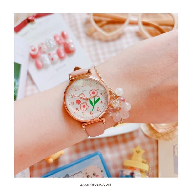 畢業禮物 免運 復古 昭和 花花 女裝手錶 Flowers Watch