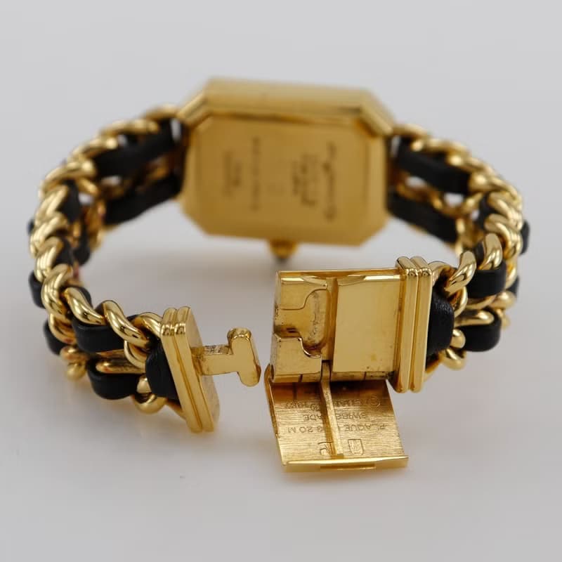 【日本直送】シャネル CHANEL プルミエールS 腕時計 H0001 金メッキ×レザー クオーツ アナログ表示 ブラック文字盤 レディース【中古】