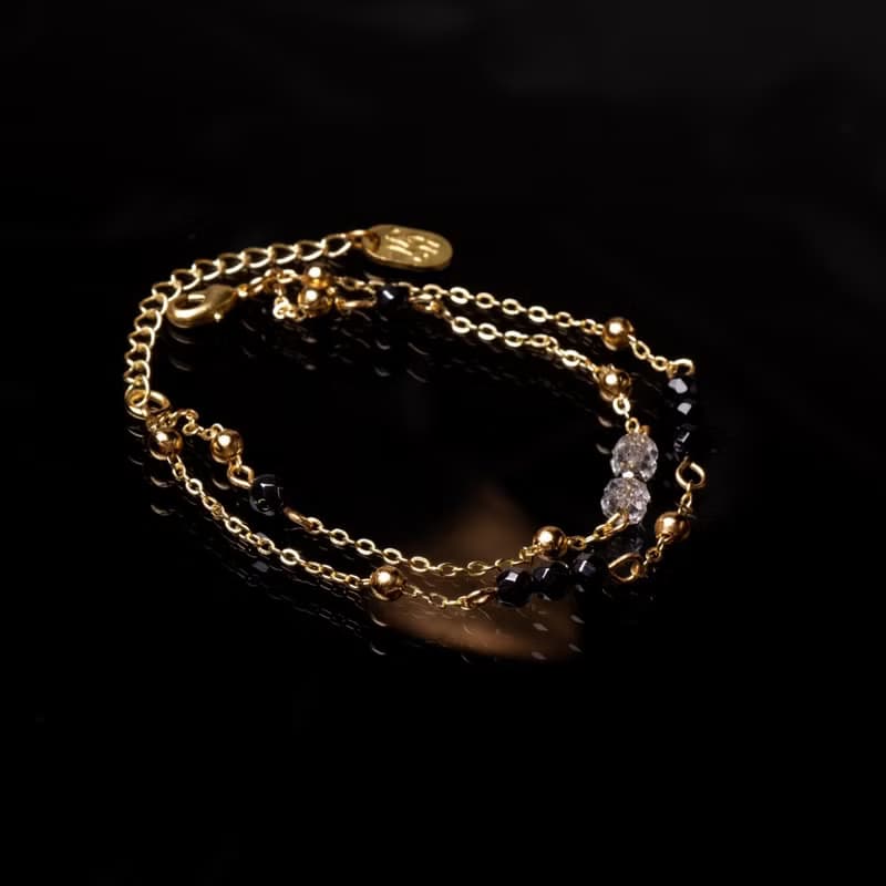 無聲的共鳴 l 黑瑪瑙鐵膽石鏈條手鍊 B0005