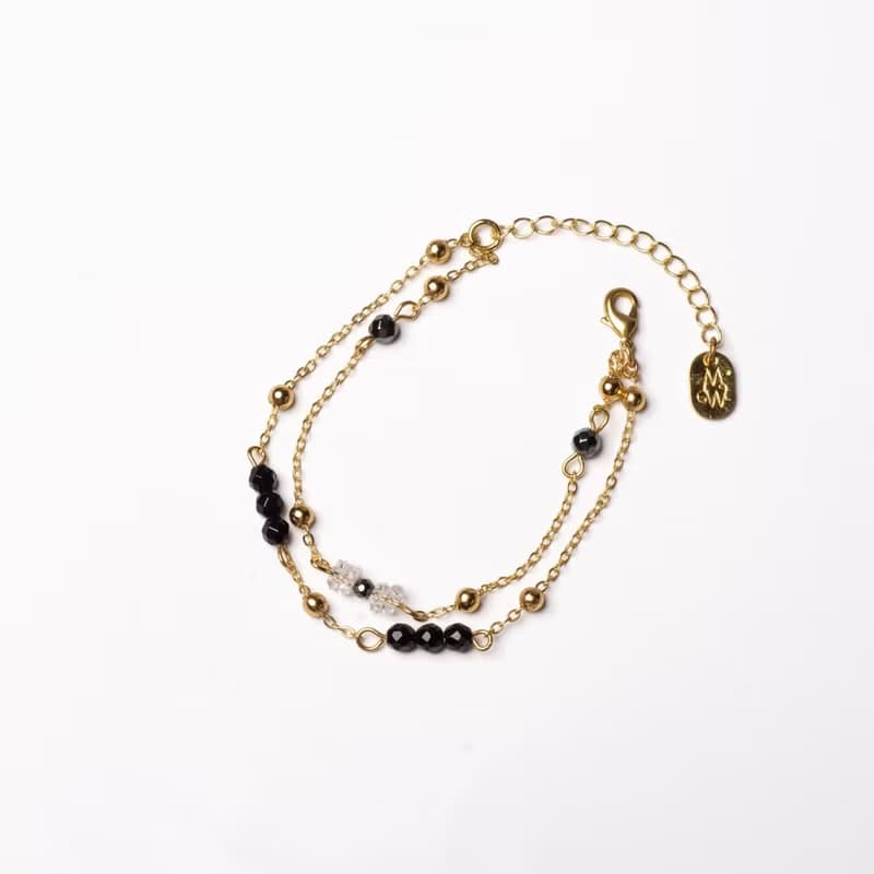 無聲的共鳴 l 黑瑪瑙鐵膽石鏈條手鍊 B0005