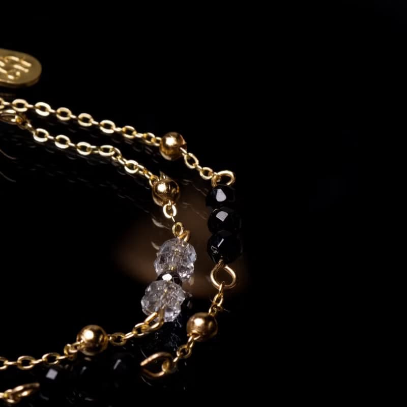 無聲的共鳴 l 黑瑪瑙鐵膽石鏈條手鍊 B0005