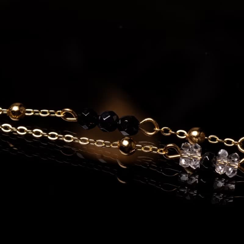 無聲的共鳴 l 黑瑪瑙鐵膽石鏈條手鍊 B0005