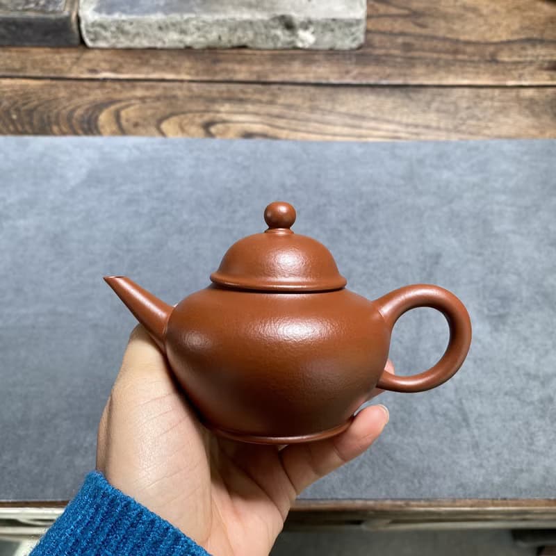送禮紫砂壺茶壺水平壶 全手工 160ml 刘素素 极品皱皮朱泥 透气性
