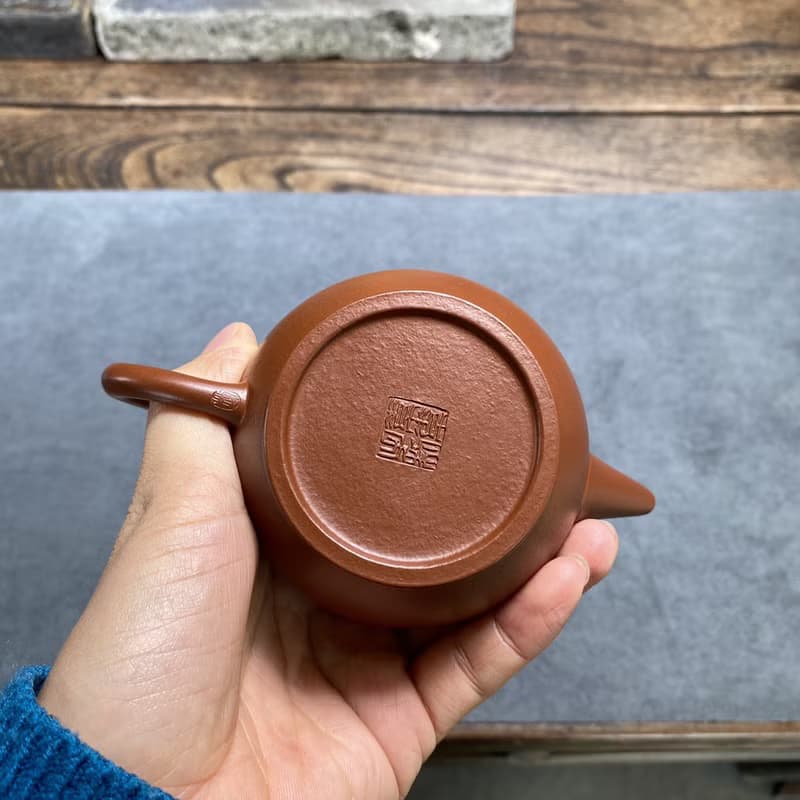 送禮紫砂壺茶壺水平壶 全手工 160ml 刘素素 极品皱皮朱泥 透气性