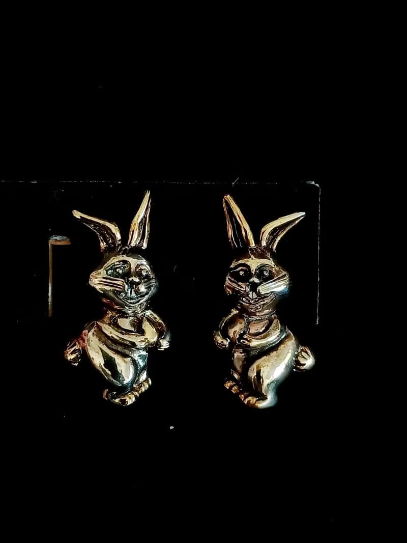vintage jewelry  古董愛麗絲兔子夾式耳環