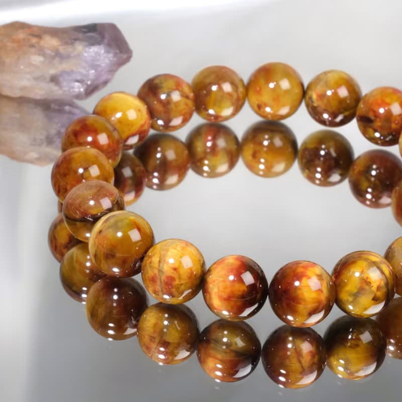 一圖一物│#412 10.5mm 沙漠夜空黃金彼得石水晶手鍊 開運招財