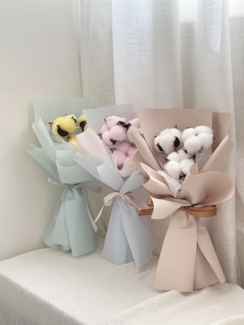 棉花花束 鬼怪花束 棉花 畢業花束 幼稚園畢業 乾燥花 永生花