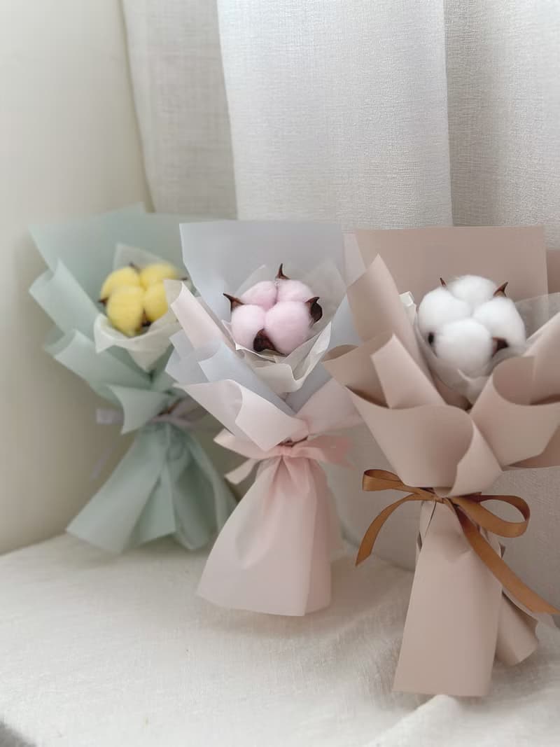 棉花花束 鬼怪花束 棉花 畢業花束 幼稚園畢業 乾燥花 永生花
