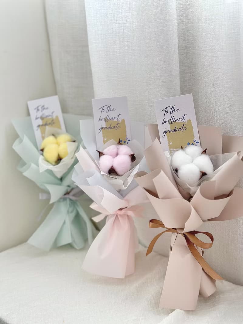 棉花花束 鬼怪花束 棉花 畢業花束 幼稚園畢業 乾燥花 永生花