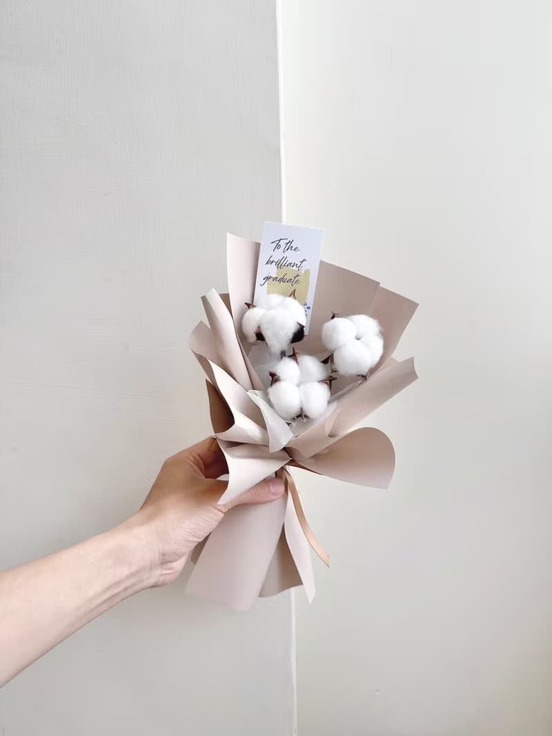 棉花花束 鬼怪花束 棉花 畢業花束 幼稚園畢業 乾燥花 永生花