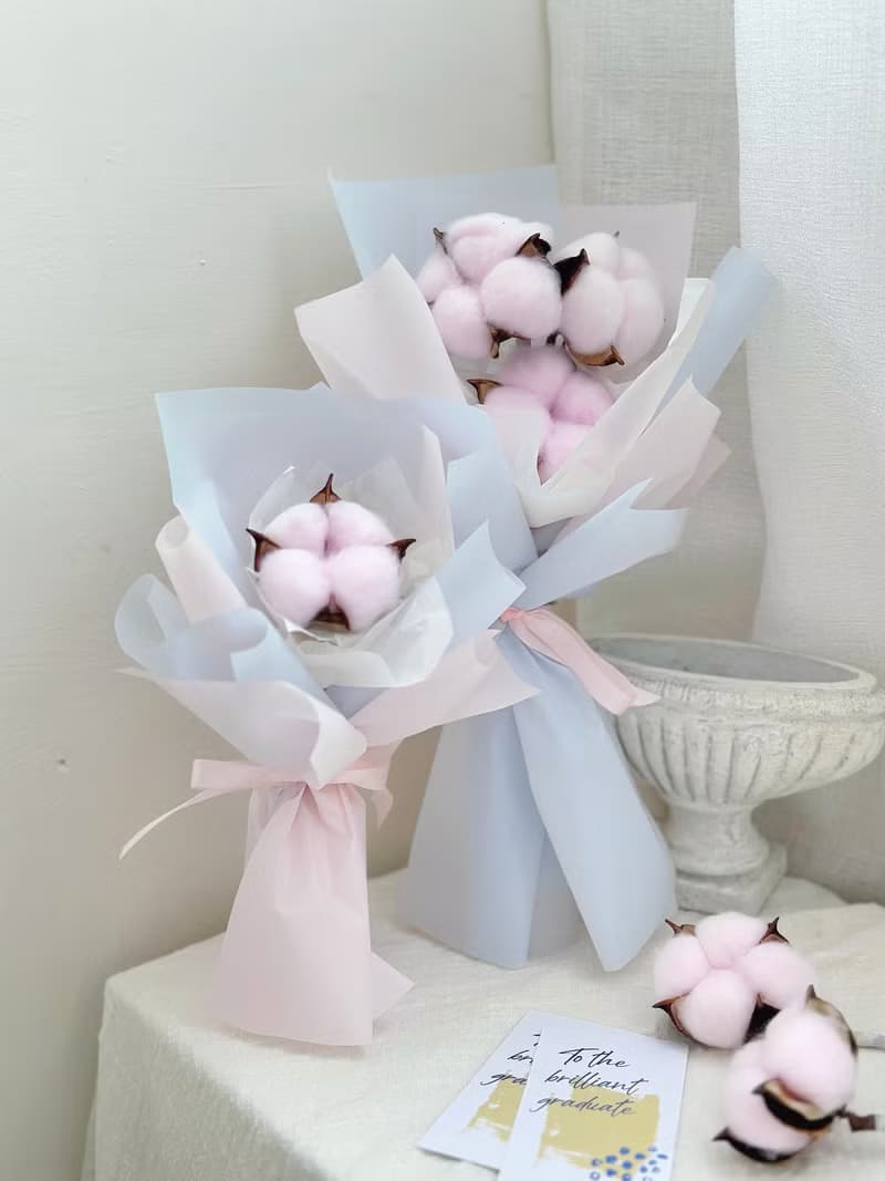 棉花花束 鬼怪花束 棉花 畢業花束 幼稚園畢業 乾燥花 永生花