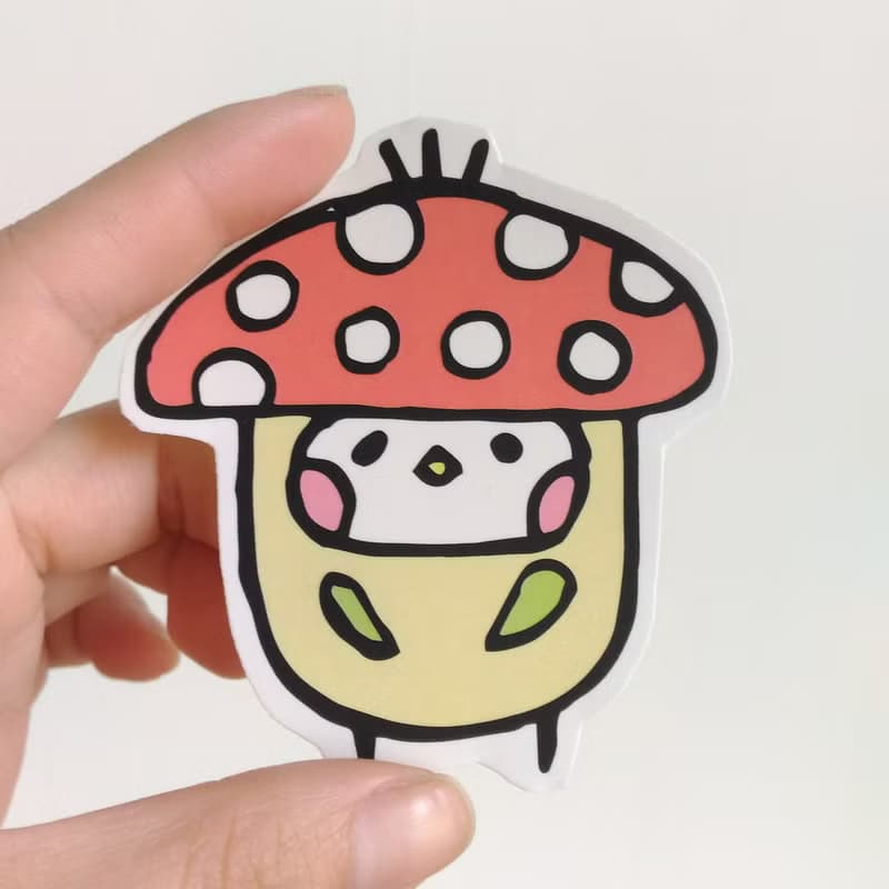 害羞 菇菇 布籽 插畫貼紙 3件組