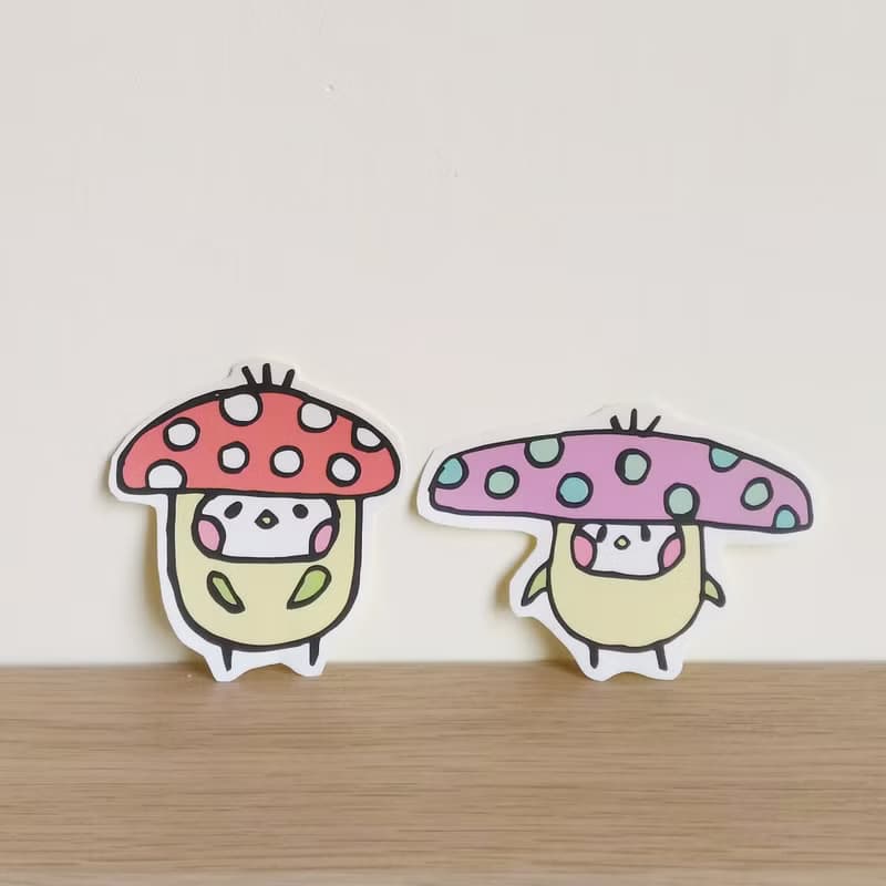 害羞 菇菇 布籽 插畫貼紙 3件組