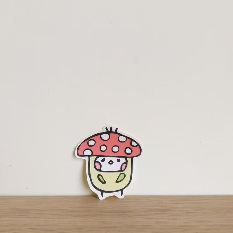 害羞 菇菇 布籽 插畫貼紙 3件組