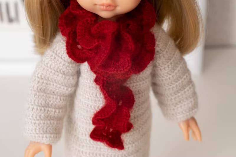 Openwork scarf for dolls, doll clothes, 娃娃衣服 针织围巾 给我女儿的礼物 人形 娃娃配件 娃娃 冬季服装
