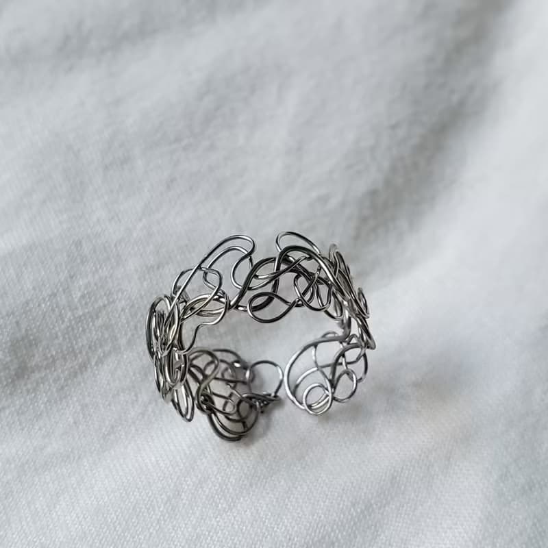 鏤空線戒指 | 可調式 金屬編織 不鏽鋼戒指 交換禮物
