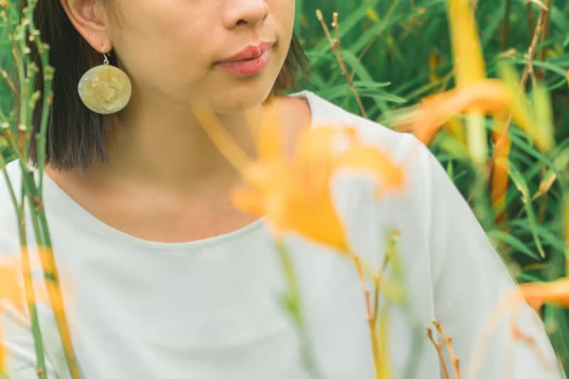 花朵印象 純銀紗光大圓耳環 可換耳夾
