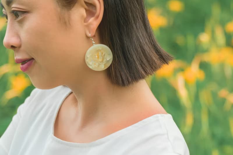 花朵印象 純銀紗光大圓耳環 可換耳夾
