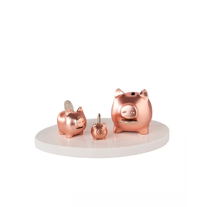 GOLDENPIG | 招財金豬 大豬小豬落御盤 霧玫瑰金