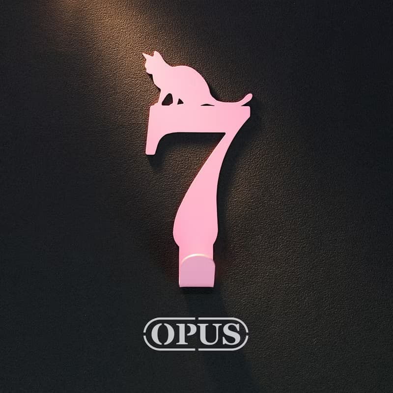 【OPUS東齊金工】當貓咪遇上數字7 - 掛勾(粉)/壁飾掛鉤/收納無痕