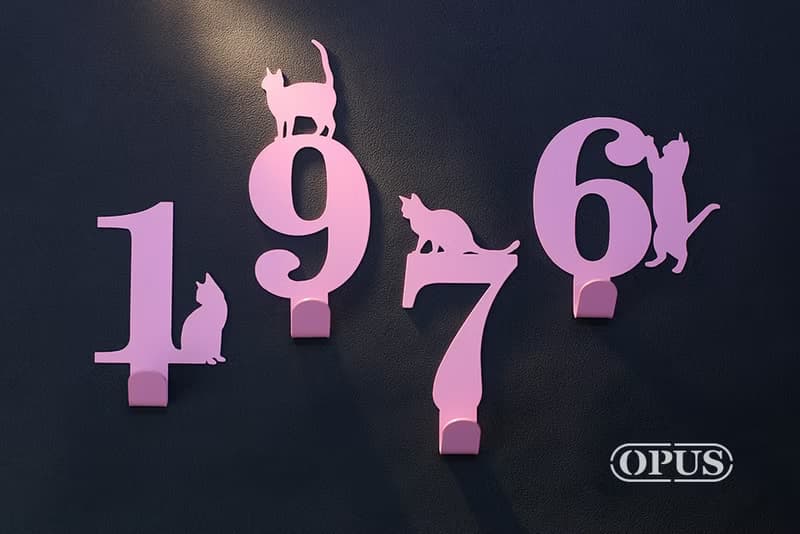 【OPUS東齊金工】當貓咪遇上數字7 - 掛勾(粉)/壁飾掛鉤/收納無痕