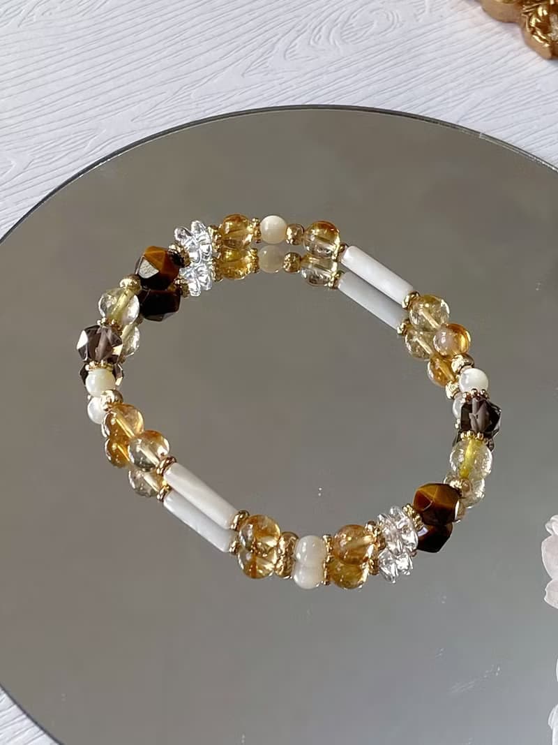 黃水晶 黃虎眼 茶晶 白水晶|| 招財 自信勇氣 舒壓淨化 水晶手鍊