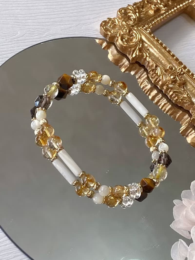 黃水晶 黃虎眼 茶晶 白水晶|| 招財 自信勇氣 舒壓淨化 水晶手鍊