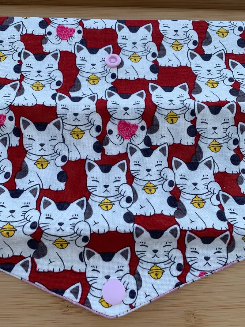文青風環保筷袋 ~超Q招財貓 迷人紅 收納 手作餐具袋