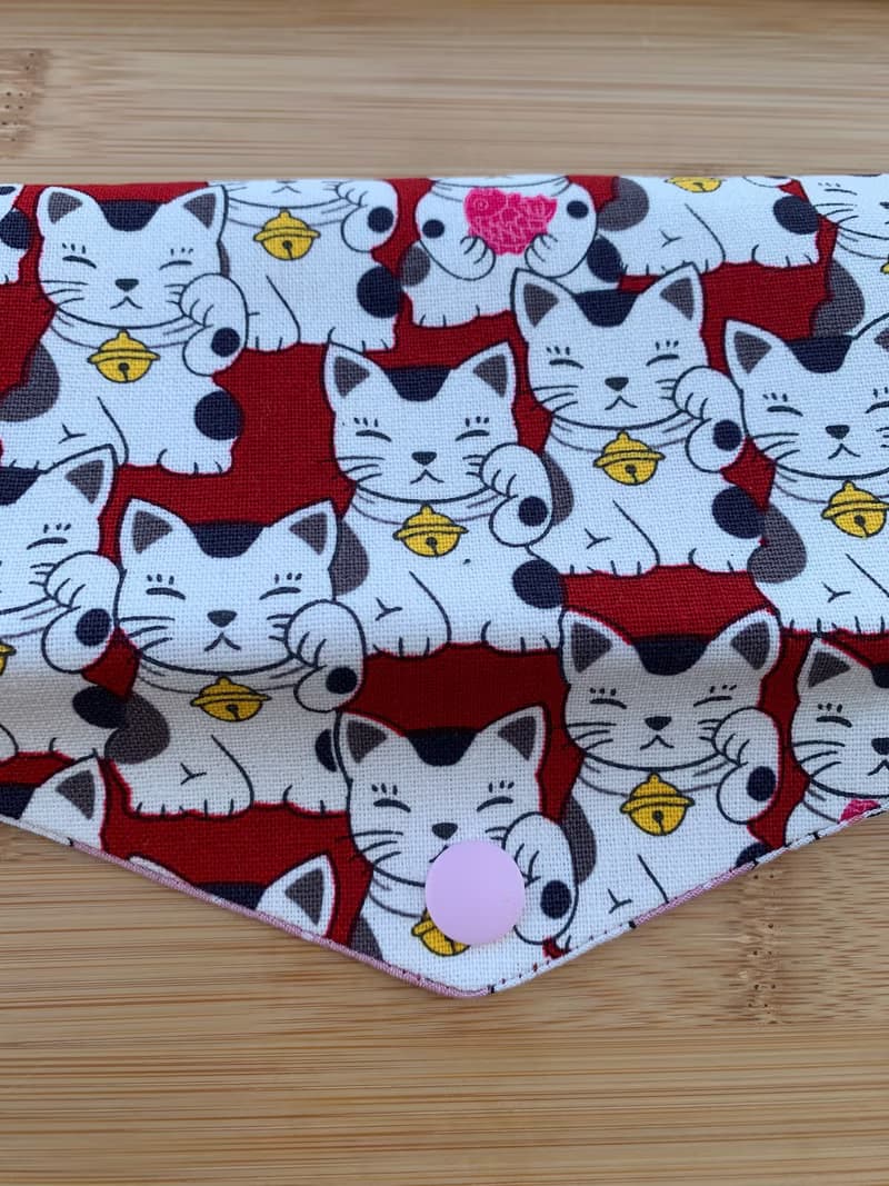 文青風環保筷袋 ~超Q招財貓 迷人紅 收納 手作餐具袋