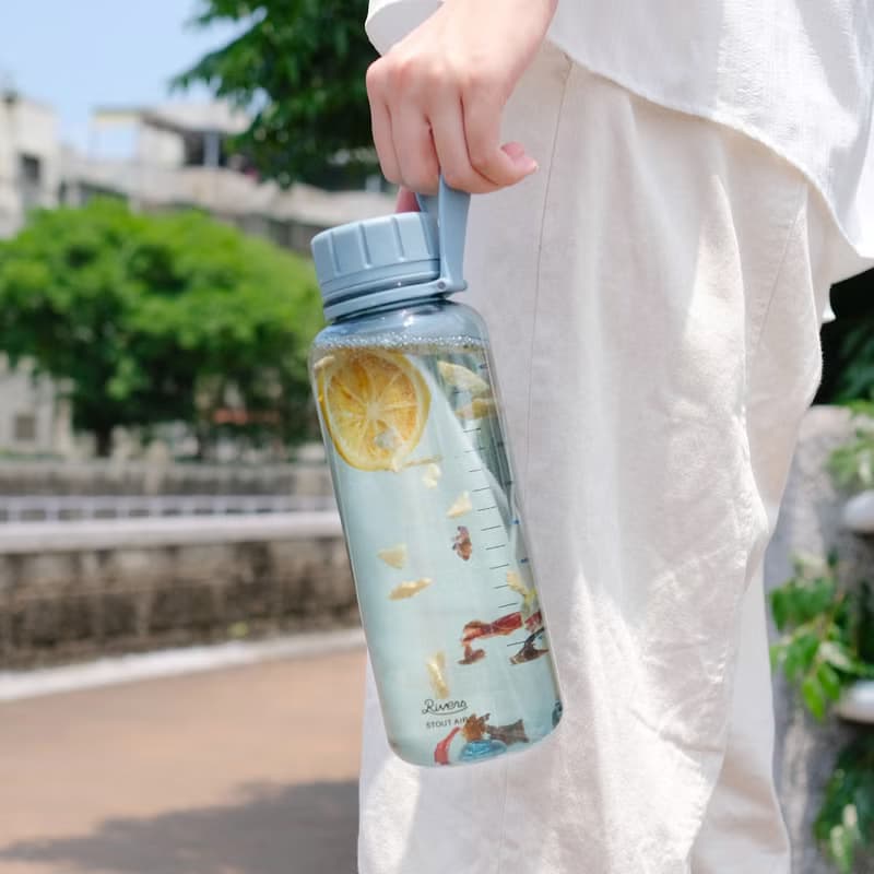 【大份量補水組】日本Rivers隨行瓶1000ml+果乾水10盒(贈濾茶器)