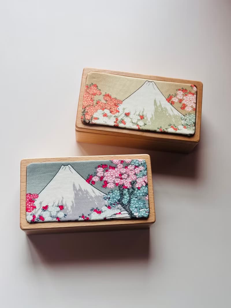 富士山風情實木首飾盒