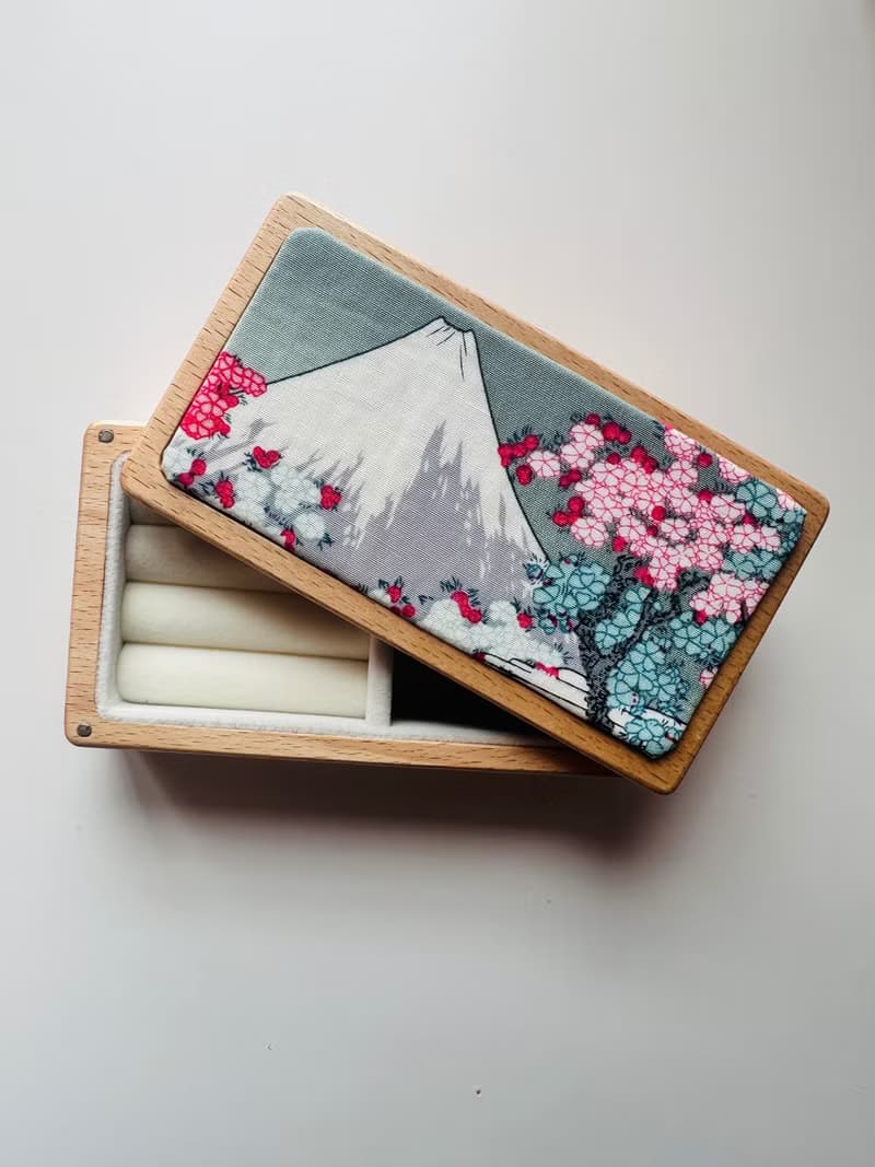 富士山風情實木首飾盒