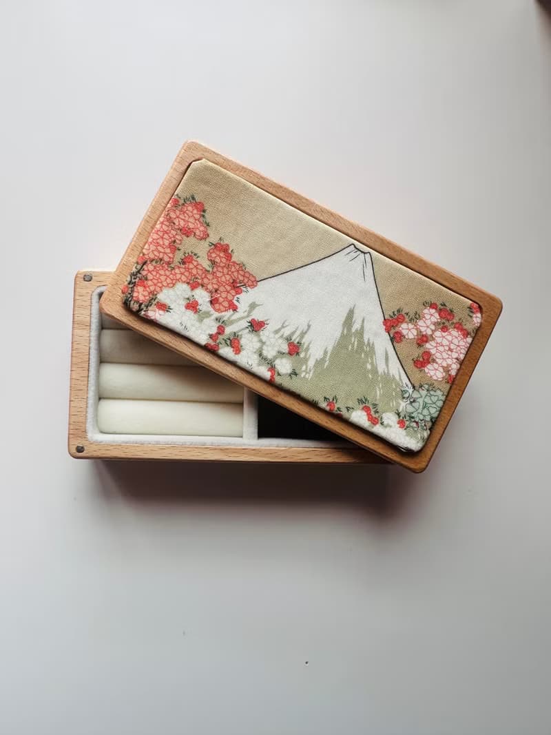富士山風情實木首飾盒