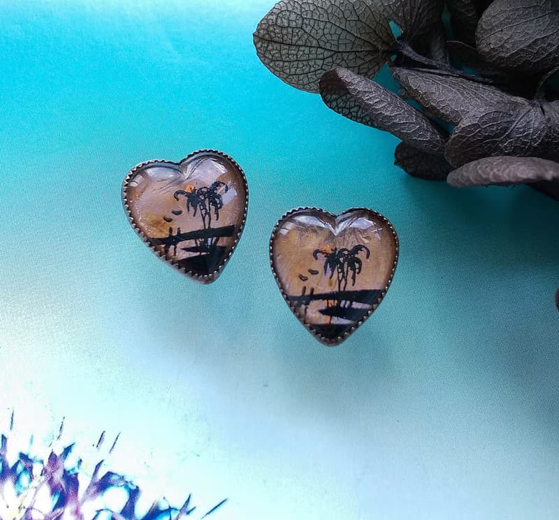 Vintage Jewelry 西洋古董飾品 Morpho Butterfly 愛心 栓式耳環